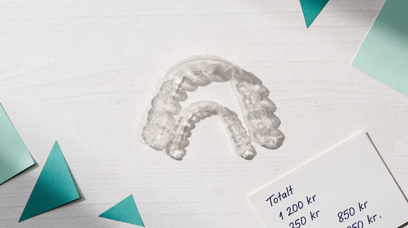 Tre aligners arrangerade ovanifrån — översikt av Invisalign-pris.